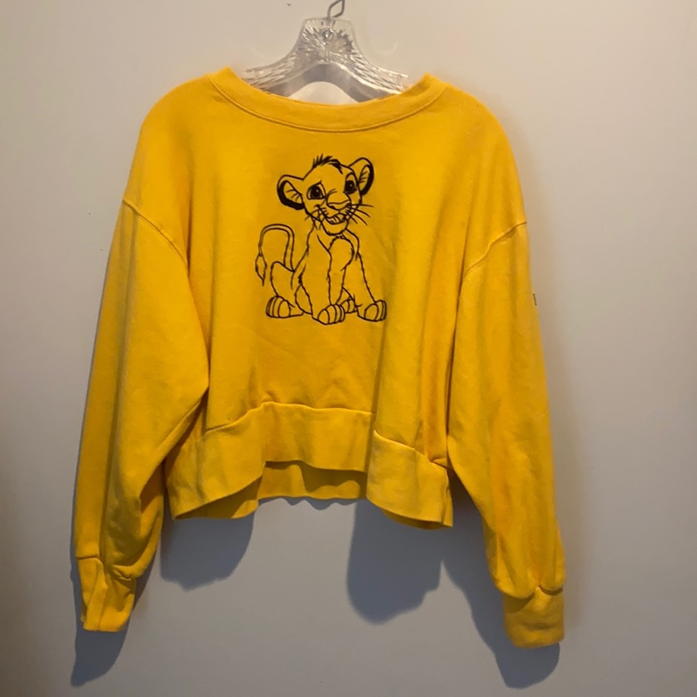 Yellow Disney Cropped Sweatshirt